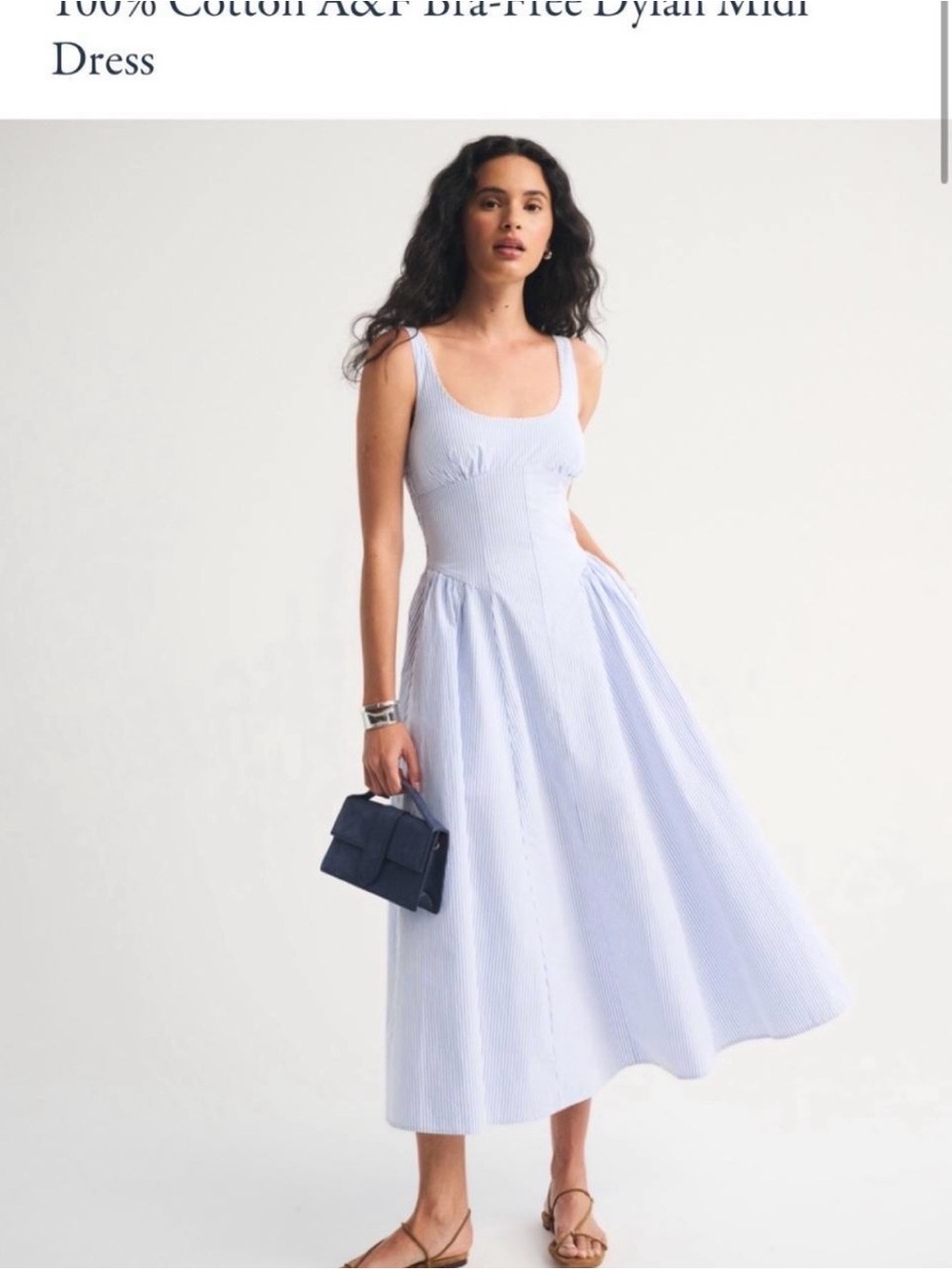 Abercrombie & Fitch Light Blue Striped Midi Dress